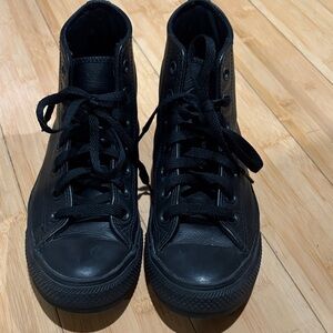 Black Leather Converse High-Top Sneakers women’s 7.5